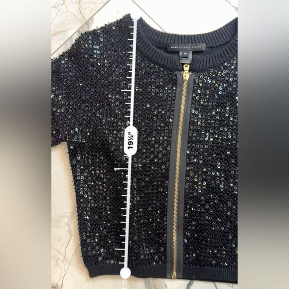 Marc By Marc Jacobs | XS | black open weave knit sequin Sweater - Picture 11 of 12